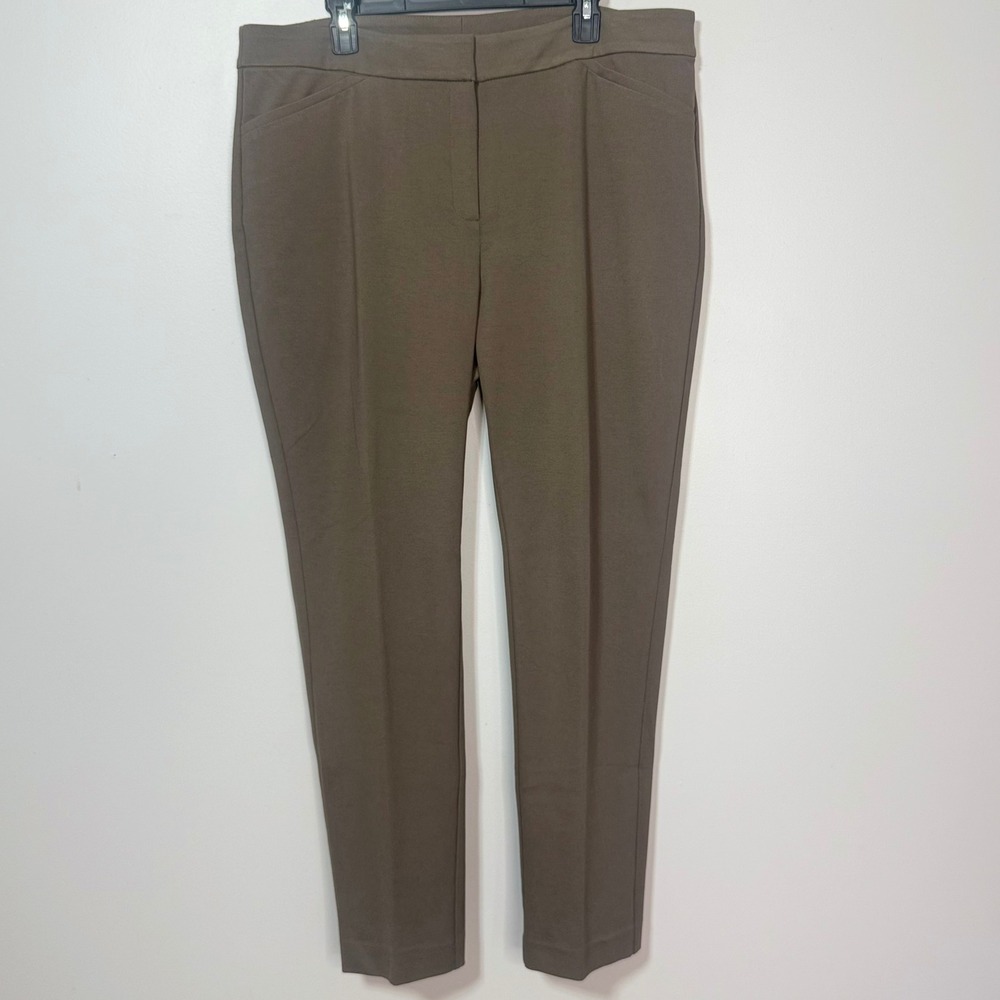 Chico's Pants Women 3 (XL/16) Taupe Brown So Slimming Ponte Knit Trousers